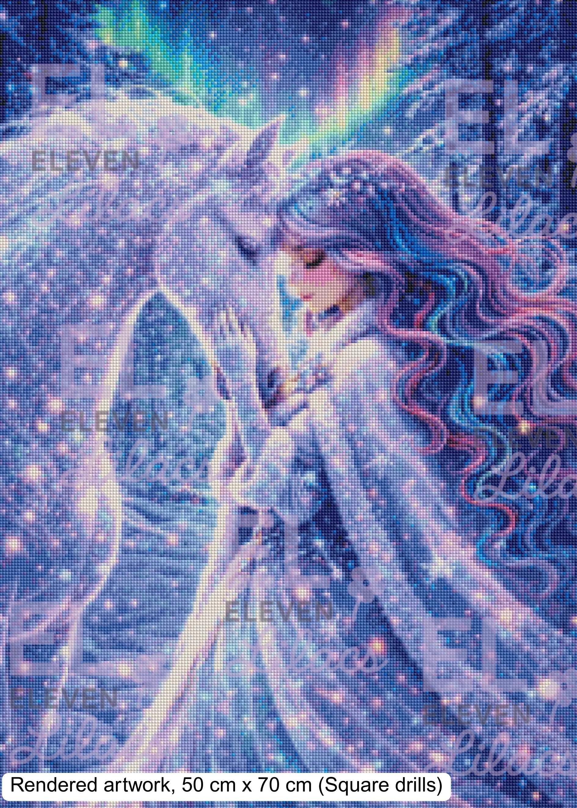 Celestine Starlight Spirit Diamond Painting Kit, Unicorn Fantasy Art, Winter Celestial