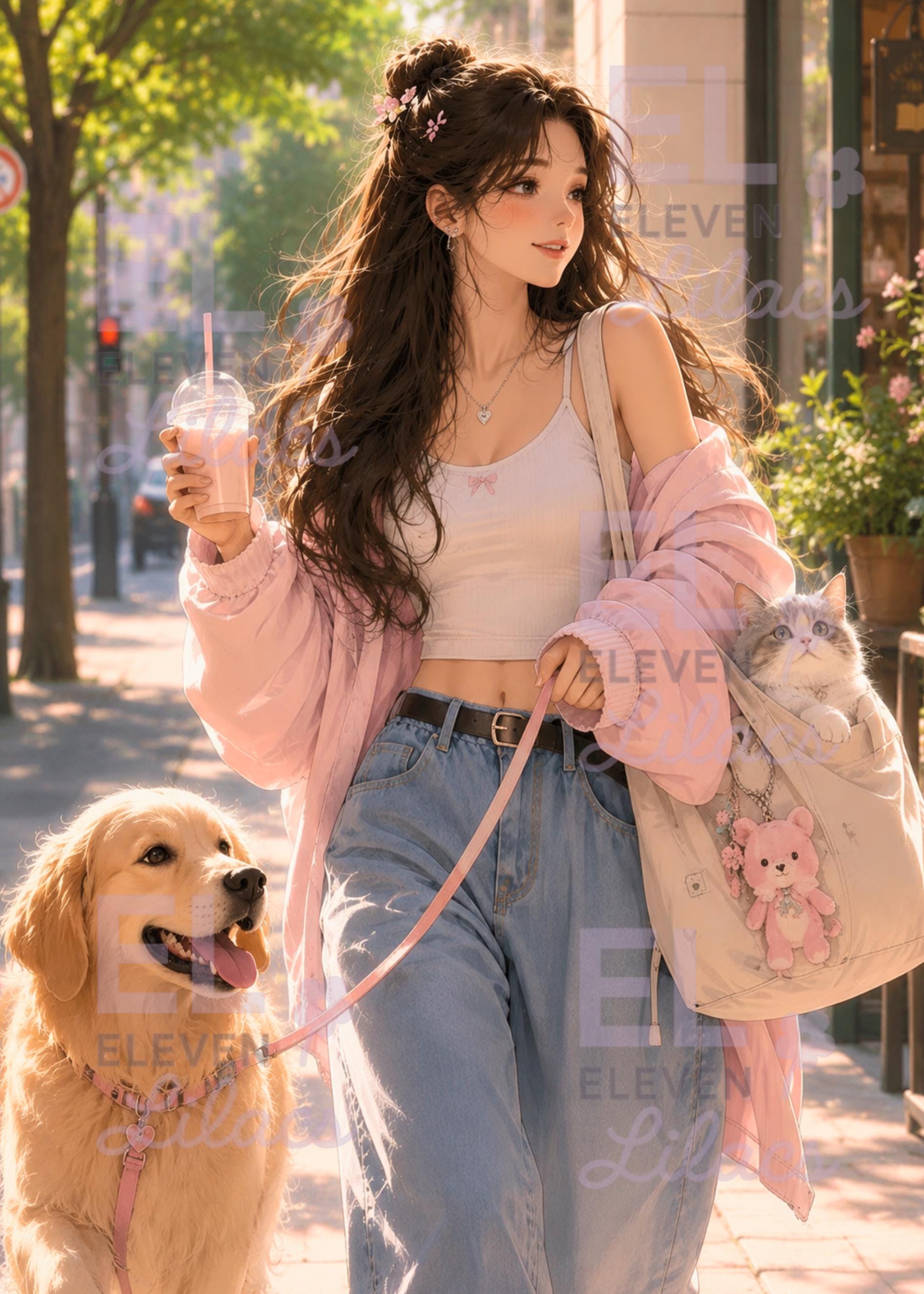 Sunny Stroll with Paw Friends Diamond Painting Art Kit