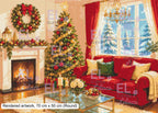 A Cozy Christmas Vibe Diamond Painting Kit, Warm Holiday Living Room Diamond Art - Eleven Lilacs