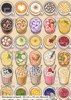 Drinks Overload Diamond Painting Kit, Food and Drinks Diamond Art