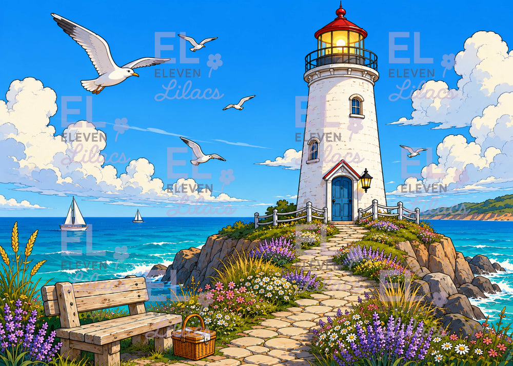 Diamond Painting Kit, Guiding Light Lighthouse - Eleven Lilacs