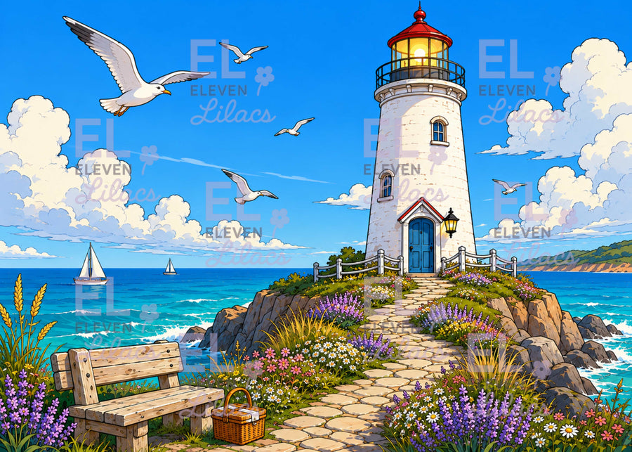 Diamond Painting Kit, Guiding Light Lighthouse - Eleven Lilacs