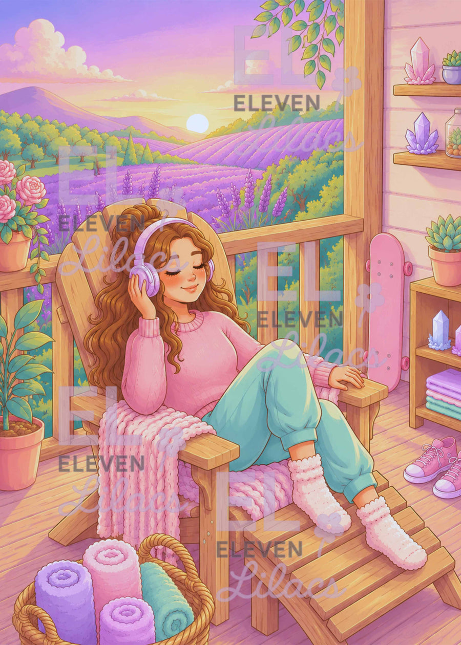 Diamond Painting Kit, Lavender Daydreams, Cozy Porch Sunset Diamond Art - Eleven Lilacs