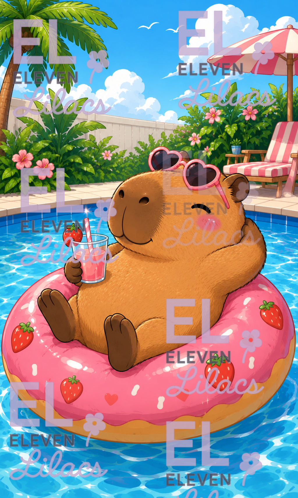 Poolside Capybara Diamond Painting Kit, Window Diamond Art (30cm x 50cm)