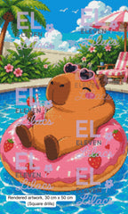 Poolside Capybara Diamond Painting Kit, Window Diamond Art (30cm x 50cm)