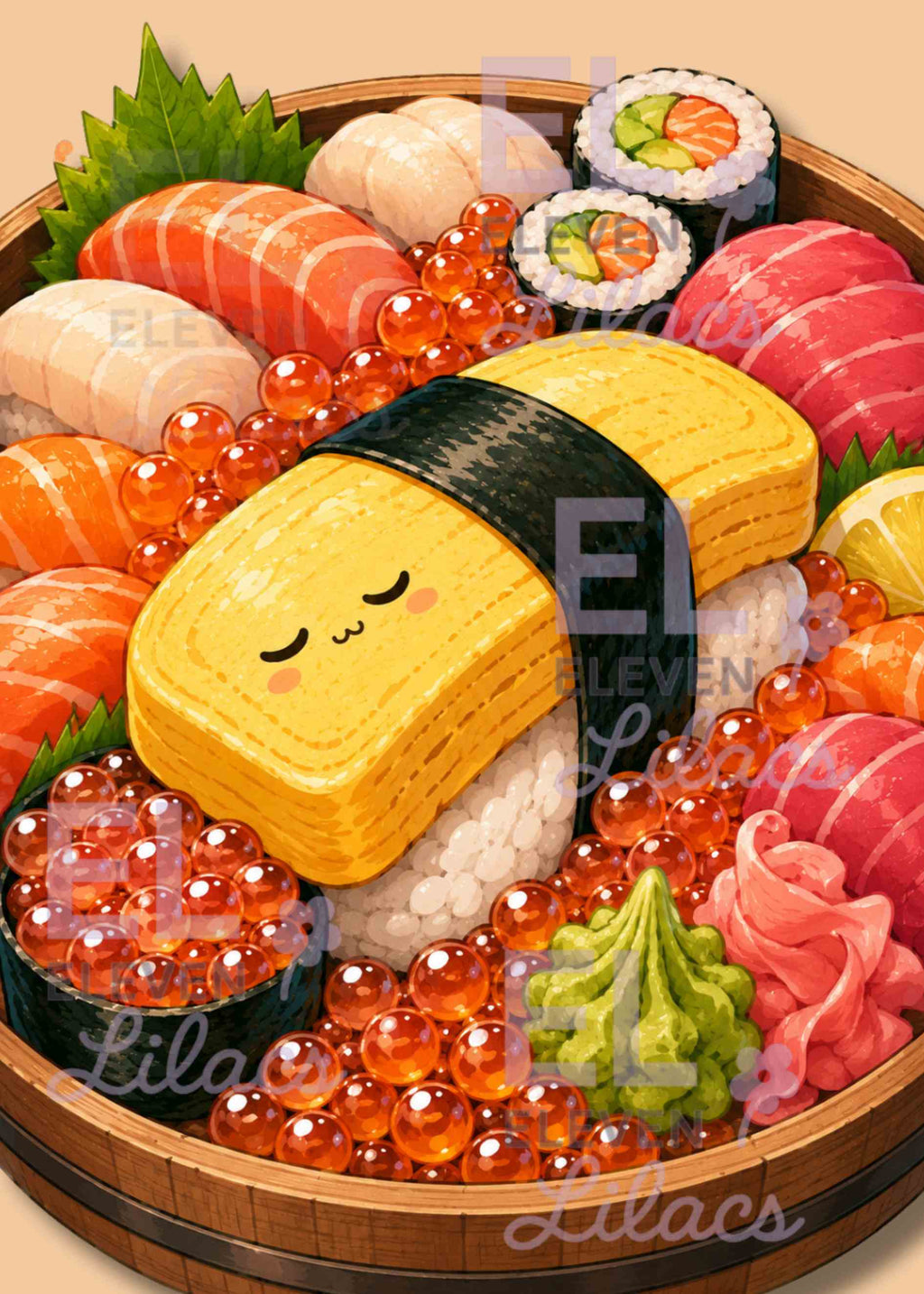 Sushi Overload Diamond Painting Kit, Kawaii Japanese Food Diamond Art - Eleven Lilacs