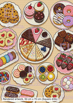 Sweet Treats Overload Diamond Painting Kit, Food and Drinks Diamond Art