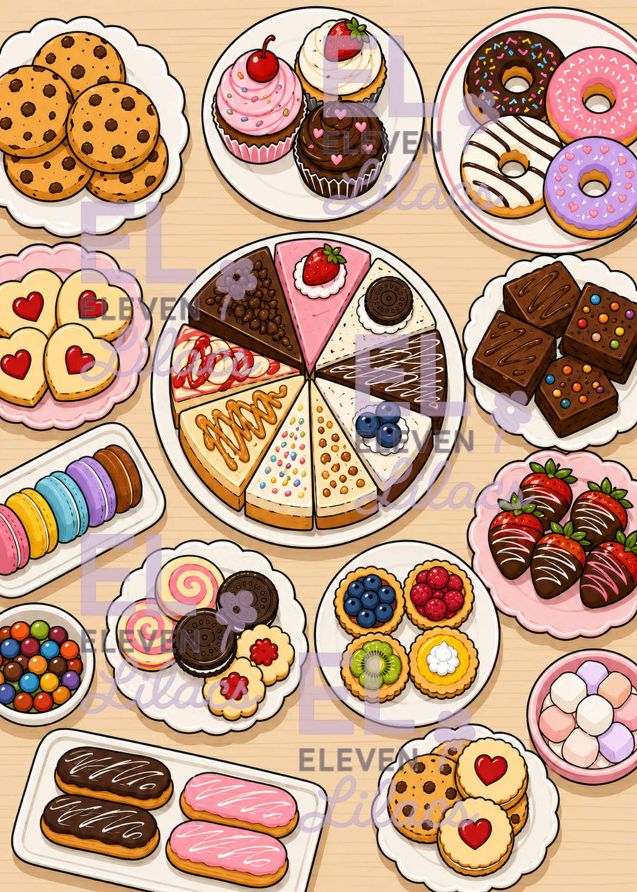 Diamond Painting Kit, Sweet Treats Overload, Food and Drinks Diamond Art - Eleven Lilacs