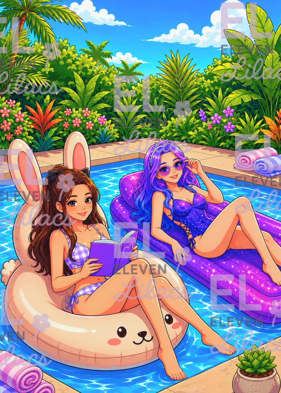 Diamond Painting Kit, Sydney & Celestine Pool Day - Eleven Lilacs