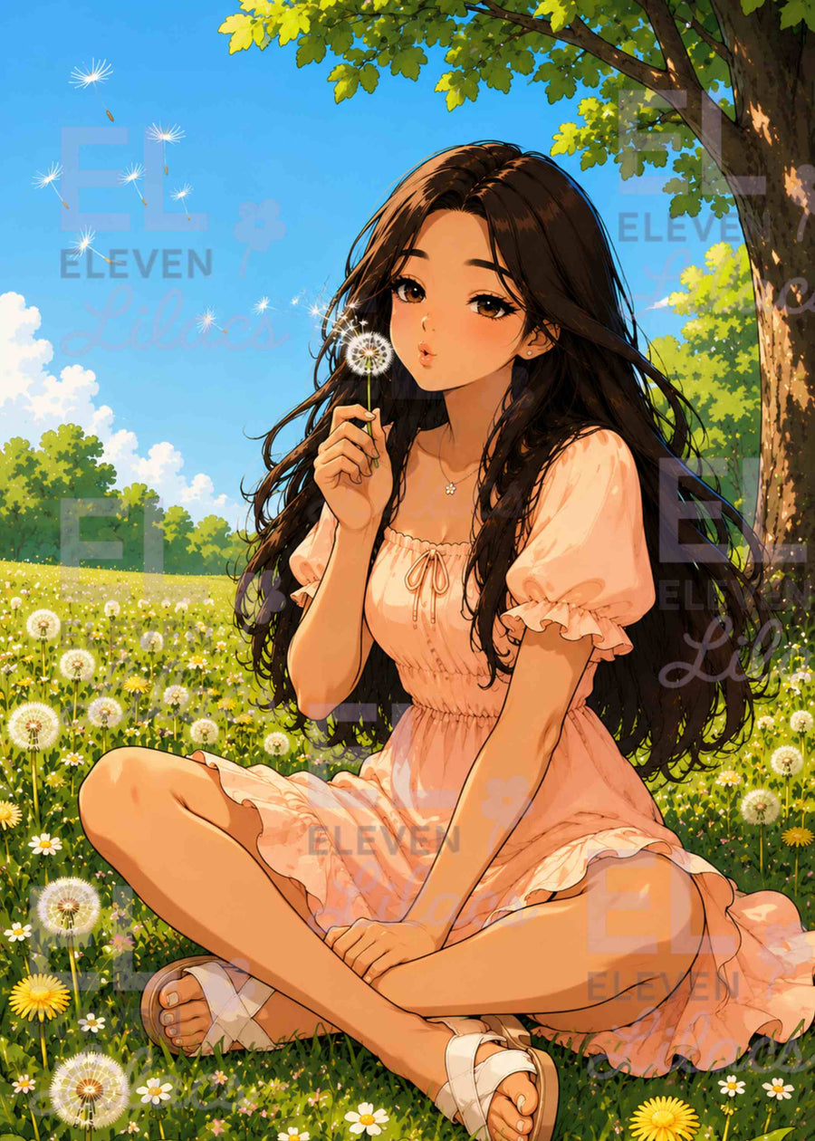 Sydney's Dandelion Wishes Diamond Painting Kit | Peaceful Summer Meadow Art - Eleven Lilacs