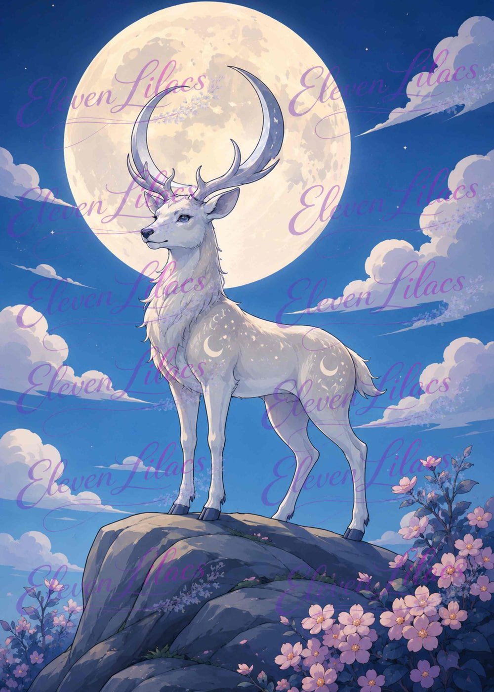 The Moon Deer Diamond Painting Kit | Aurelia Moonveil Fantasy Art