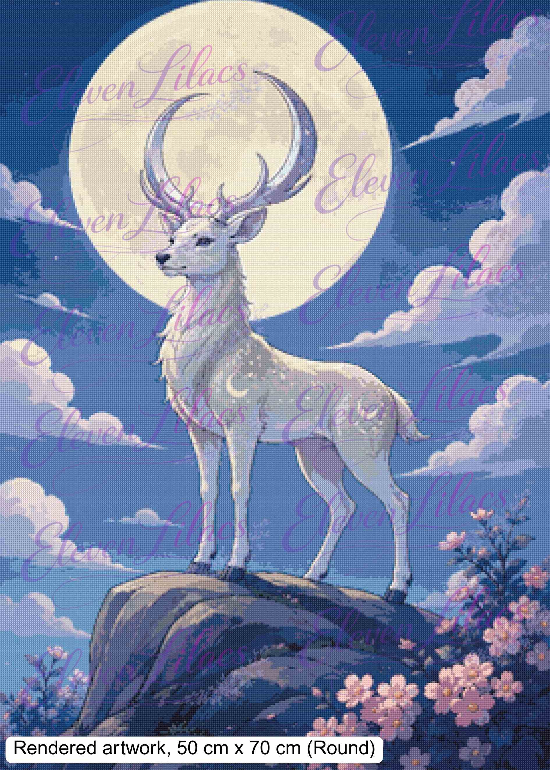 The Moon Deer Diamond Painting Kit | Aurelia Moonveil Fantasy Art
