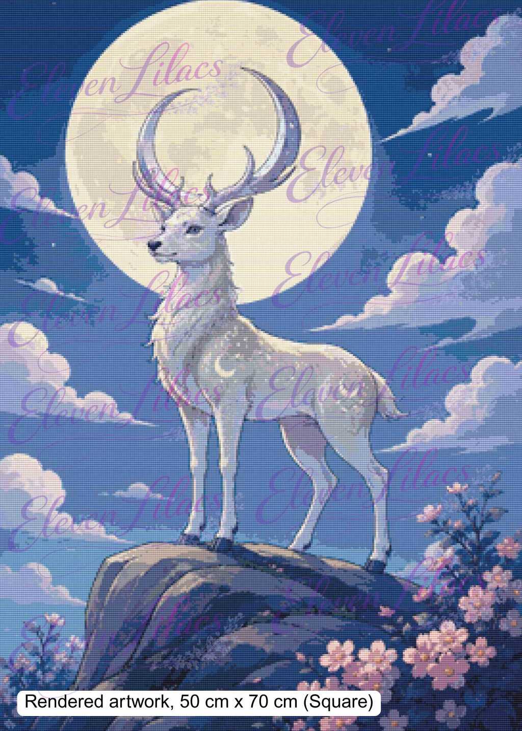 The Moon Deer Diamond Painting Kit | Aurelia Moonveil Fantasy Art