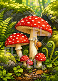 Woodland Toadstools Diamond Painting Kit, Enchanted Forest Mushroom Diamond Art - Eleven Lilacs