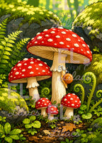 Woodland Toadstools Diamond Painting Kit, Enchanted Forest Mushroom Diamond Art - Eleven Lilacs