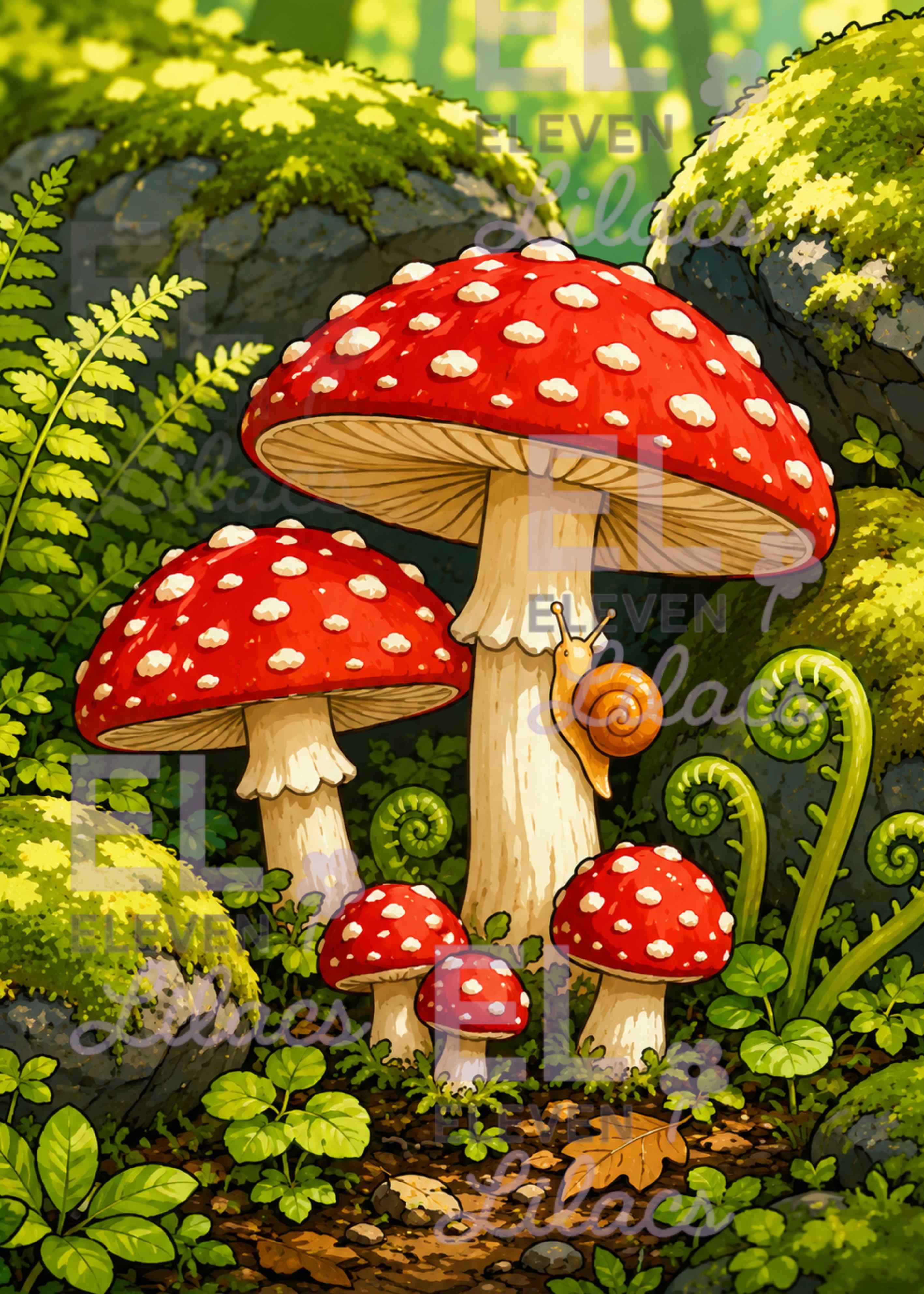 Woodland Toadstools Diamond Painting Kit, Enchanted Forest Mushroom Diamond Art - Eleven Lilacs