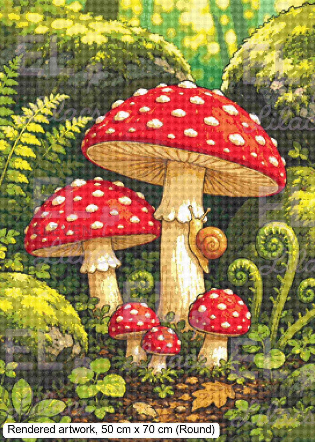 Woodland Toadstools Diamond Painting Kit, Enchanted Forest Mushroom Diamond Art - Eleven Lilacs