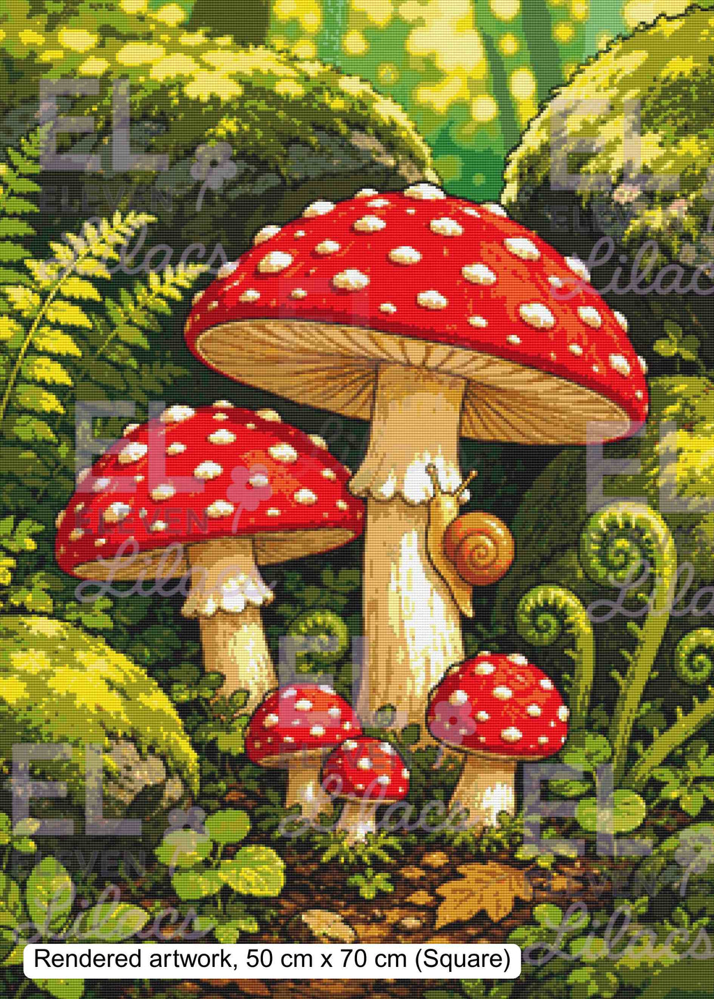 Woodland Toadstools Diamond Painting Kit, Enchanted Forest Mushroom Diamond Art - Eleven Lilacs