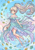 Aeris Wind Girl Diamond Painting Kit, Pastel Anime Style - Eleven Lilacs