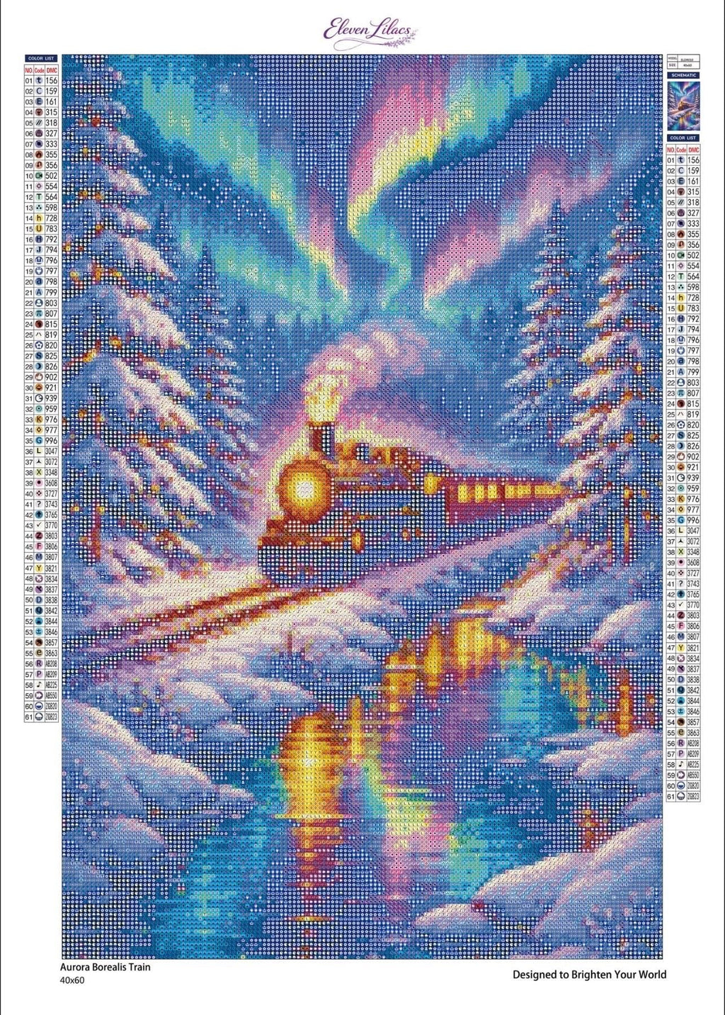 Aurora Borealis Train Diamond Painting Kit | Winter Railway Scene - Eleven Lilacs