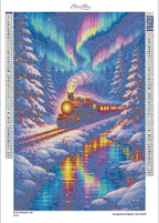 Aurora Borealis Train Diamond Painting Kit | Winter Railway Scene - Eleven Lilacs