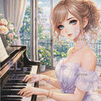 Melody of Grace Diamond Painting Kit, Elegant Girl Piano Art, Romantic Music Room DIY