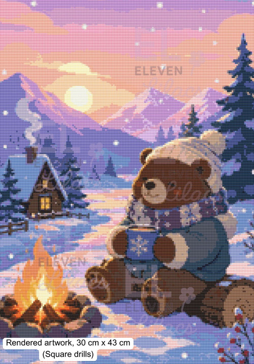 Bear by the Fire Diamond Painting Kit - Eleven Lilacs
