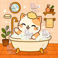 Bubble Bath Cat Diamond Painting Kit, Kawaii Diamond Art - Eleven Lilacs