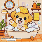 Bubble Bath Dog Diamond Painting Kit, Kawaii Diamond Art - Eleven Lilacs