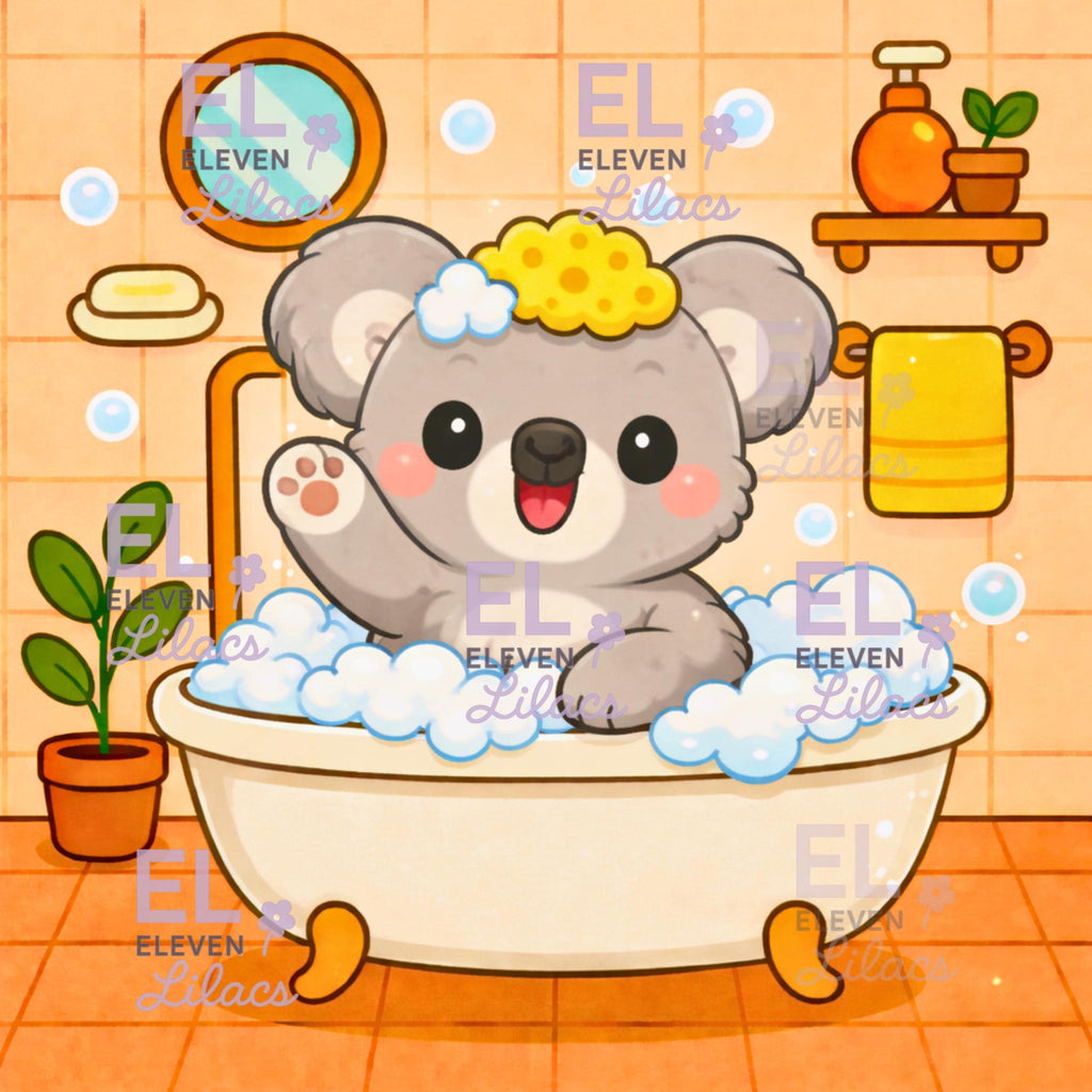 Bubble Bath Koala Diamond Painting Kit, Kawaii Animal - Eleven Lilacs