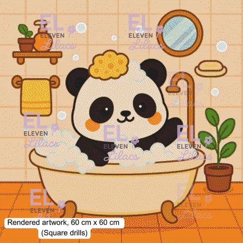 Bubble Bath Panda Diamond Painting Kit, Kawaii Diamond Art - Eleven Lilacs