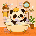 Bubble Bath Panda Diamond Painting Kit, Kawaii Diamond Art - Eleven Lilacs