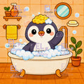 Bubble Bath Penguin Diamond Painting Kit, Kawaii Animal - Eleven Lilacs