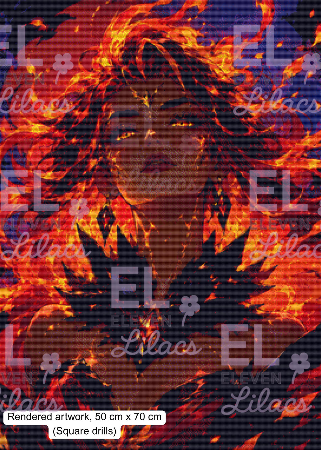 Infernal Fire Queen Diamond Painting Kit, Dark Fantasy Anime Art