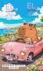 Capybara Road Trip Diamond Painting Kit, Coastal Cruising Art (30cm x 50cm) - Eleven Lilacs