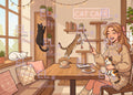 Cat Café Diamond Painting Kit, Cozy Coffee Cats - Eleven Lilacs