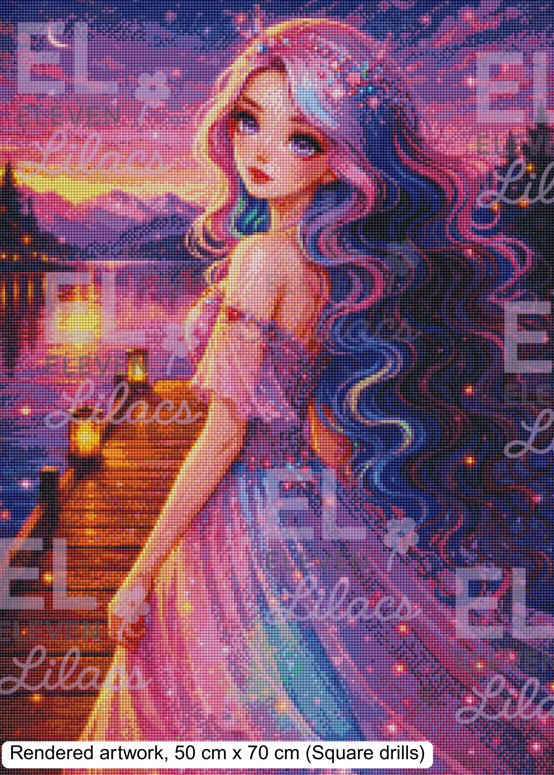 Celestine at the Lakeside Diamond Painting Kit, Pastel Fantasy Girl Art - Eleven Lilacs