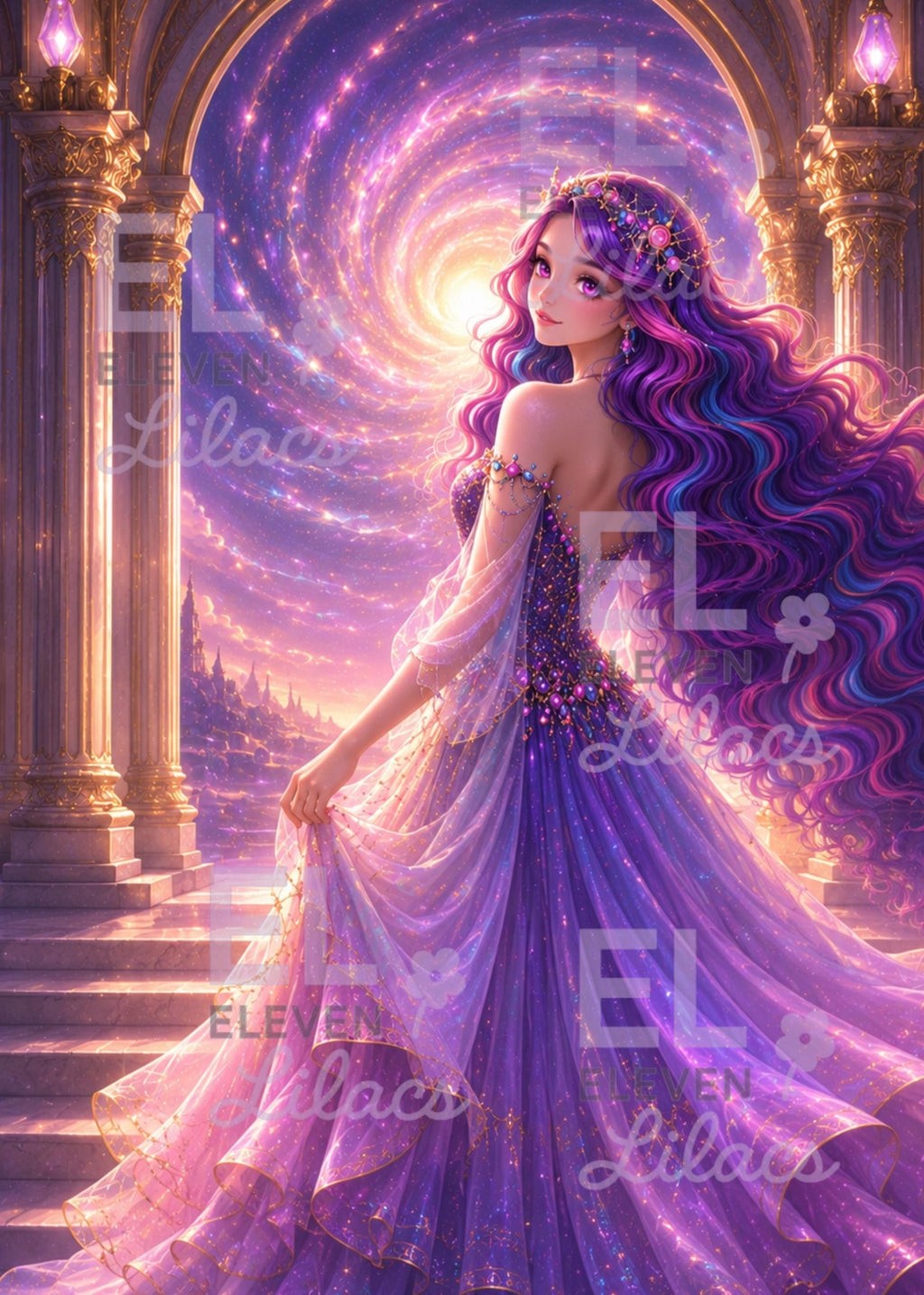 Celestine Celestial Gate Diamond Painting Kit, Fantasy Galaxy Portal Art - Eleven Lilacs