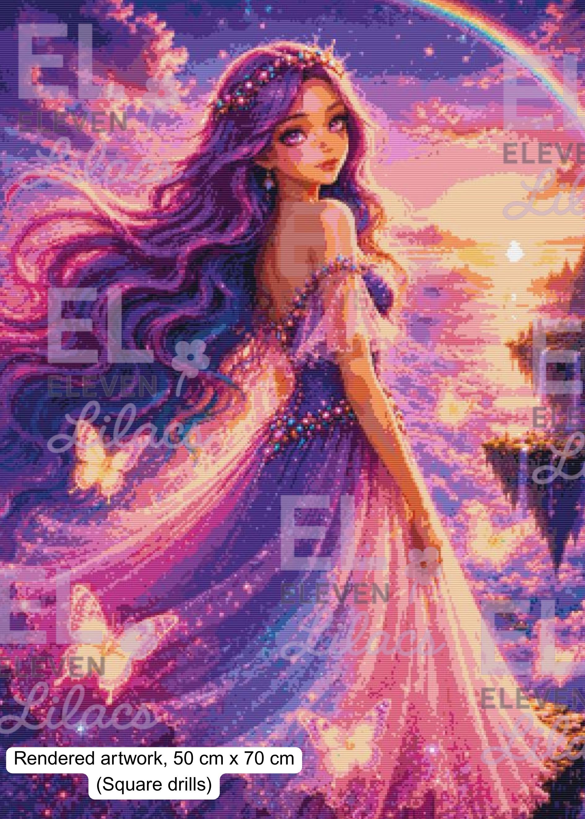 Celestine Diamond Painting, Fantasy Sky Goddess Art, Magical Floating Islands - Eleven Lilacs