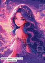 Celestine Violet Horizon Diamond Painting Kit, Fantasy Princess Portrait - Eleven Lilacs