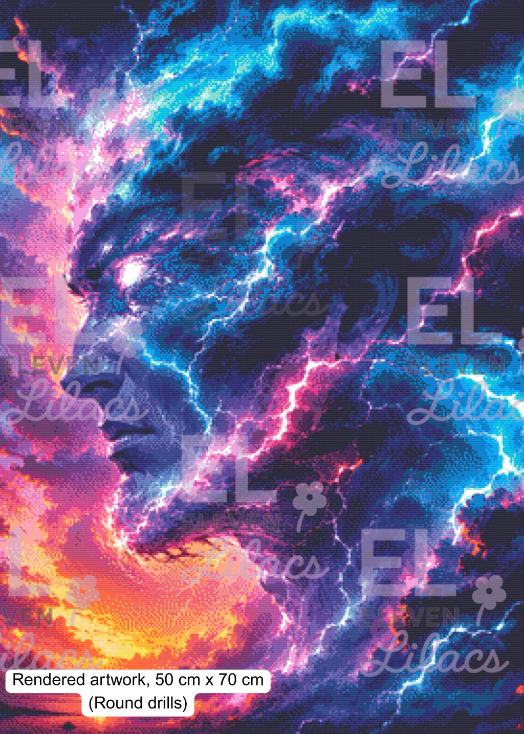 Cosmic Storm Titan Diamond Painting Kit, Fantasy Galaxy Lightning Art - Eleven Lilacs