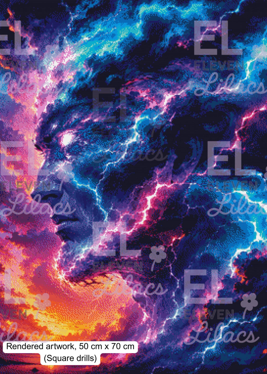 Cosmic Storm Titan Diamond Painting Kit, Fantasy Galaxy Lightning Art - Eleven Lilacs