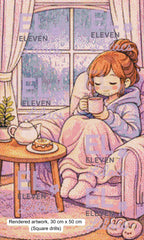 Cozy Rainy Day Coffee Corner Diamond Painting Kit, Window Diamond Art (30cm x 50cm) - Eleven Lilacs