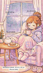 Cozy Rainy Day Coffee Corner Diamond Painting Kit, Window Diamond Art (30cm x 50cm) - Eleven Lilacs