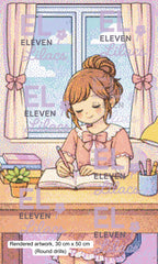 Cozy Writing Girl Diamond Painting Kit, Pastel Art, Relaxing Study Time (30cm x 50cm) - Eleven Lilacs