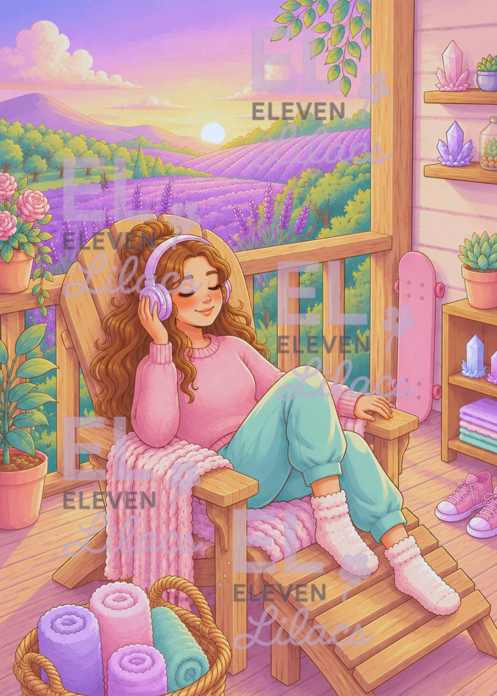 Diamond Painting Kit, Lavender Daydreams, Cozy Porch Sunset Diamond Art - Eleven Lilacs