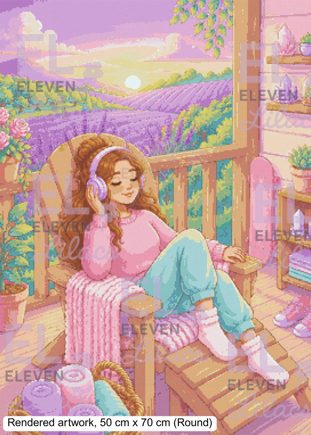 Diamond Painting Kit, Lavender Daydreams, Cozy Porch Sunset Diamond Art - Eleven Lilacs