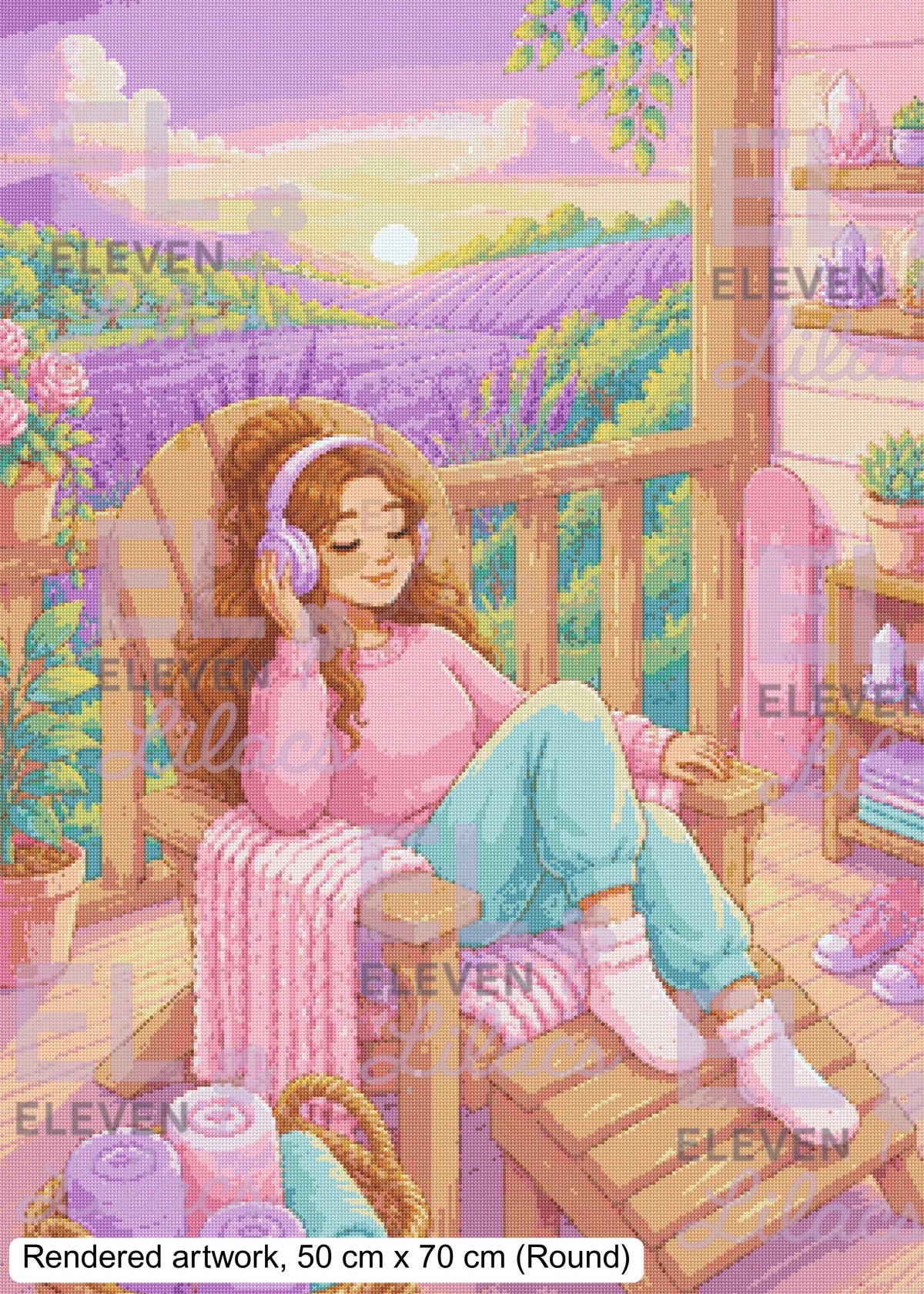 Diamond Painting Kit, Lavender Daydreams, Cozy Porch Sunset Diamond Art - Eleven Lilacs