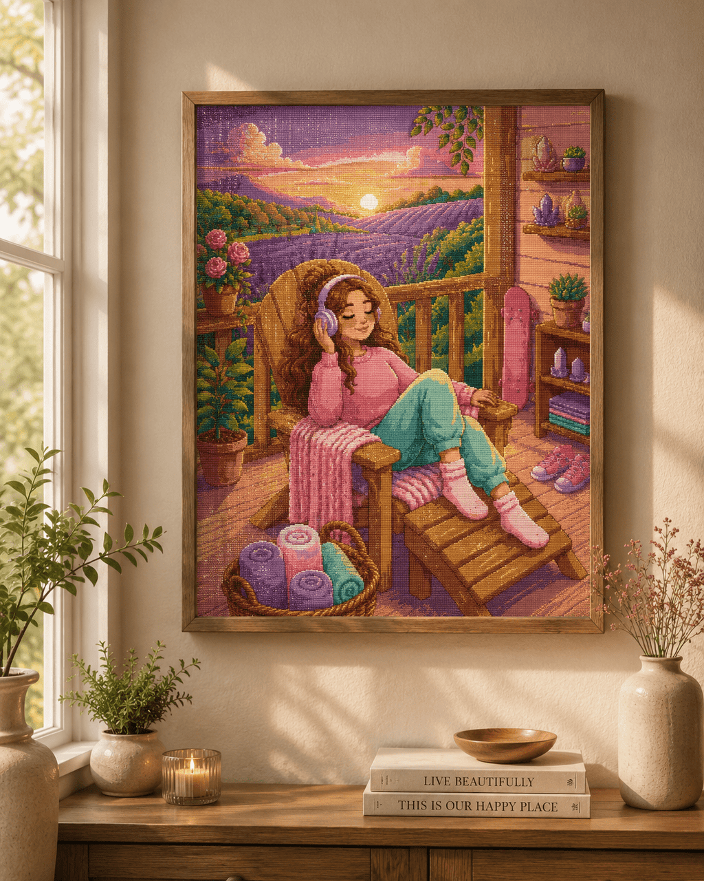 Diamond Painting Kit, Lavender Daydreams, Cozy Porch Sunset Diamond Art - Eleven Lilacs