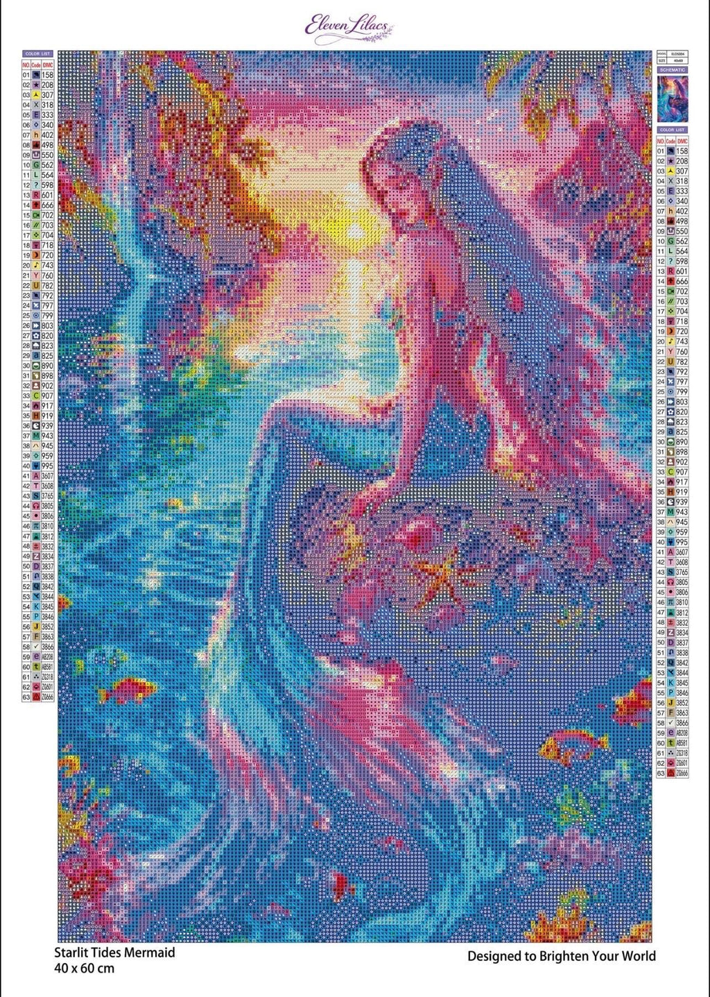 Starlit Tides Mermaid Diamond Painting Kit, Ocean Sunset Diamond Art